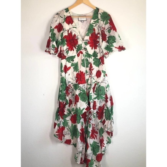 Alexis Idella Dress White Floral Print Short Sleeve Size Medium - Picture 5 of 16